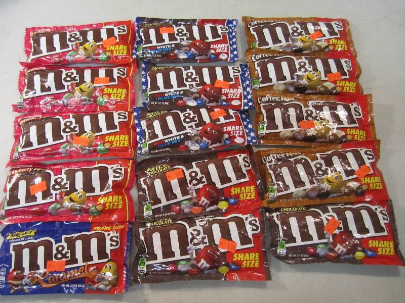 lot 155 image: 15 Bags of Various Flavored M&Ms B...