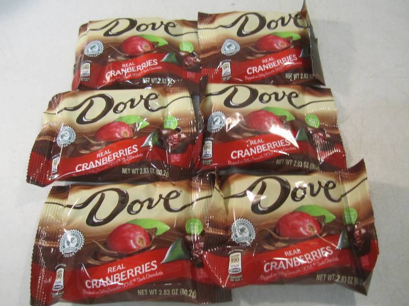 lot 219 image: 6 Bags of Dove Chocolate Covered Re...
