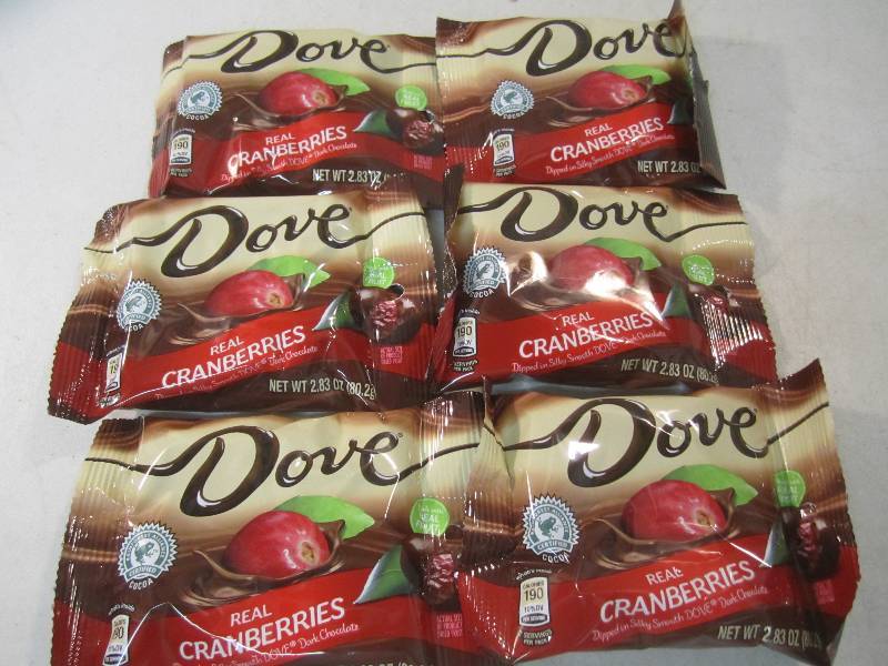 lot 220 image: 6 Bags of Dove Chocolate Covered Re...