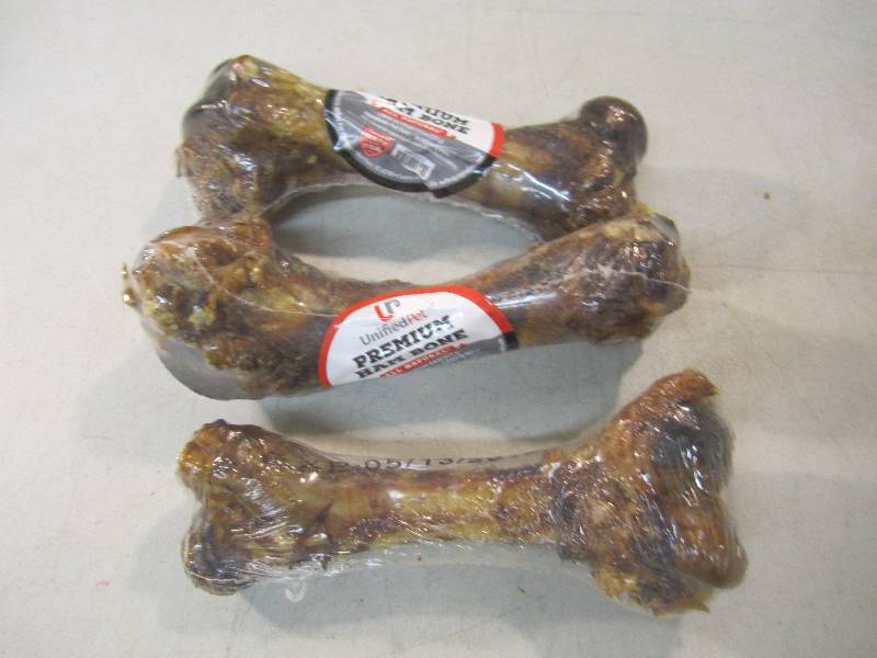 lot 224 image: 3 Large Premium Ham Bone Dog Chews ...