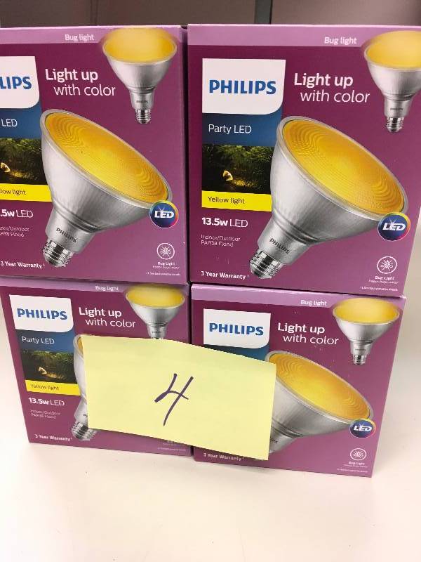 lot 4 image: PHILIPS 90-Watt Equivalent PAR38 LED Flood Yellow 4 Lamps box new