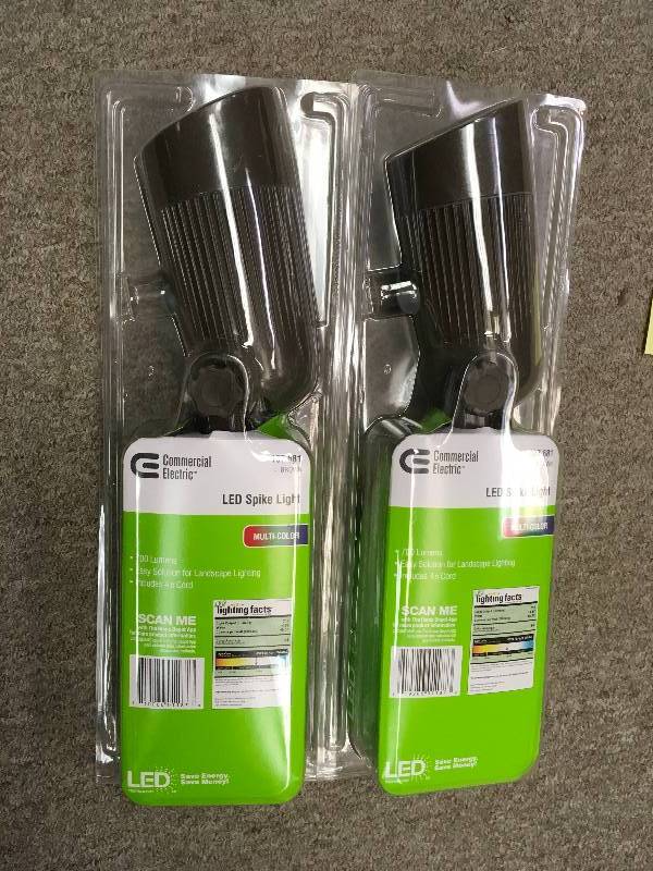 lot 6 image: Commercial Electric Multi-color Led Spike Light Lot of 2  New