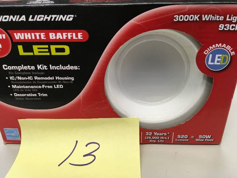 lot 13 image: LITHONIA LIGHTING 4 in. GU10 White Recessed Baffle Kit not used