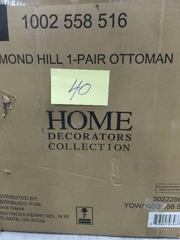 lot 40 image: Richmond Hill 1-Pair Heather Slate Outdoor Ottomans with Hybrid Smoke Cushion not used