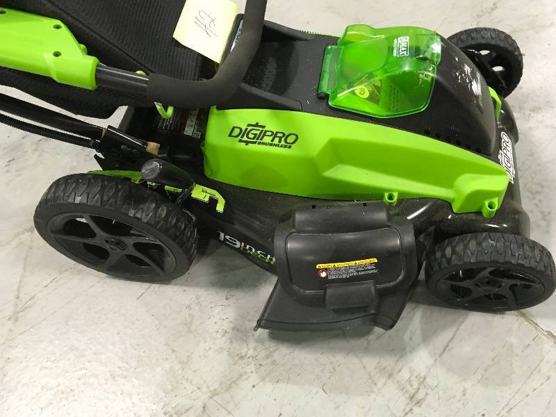 lot 42 image: Digi-Pro GMAX 19 in. 40-Volt Brushless Cordless Battery Walk Behind Push Lawn Mower - BatteryCharger Not Included USED In good working cond