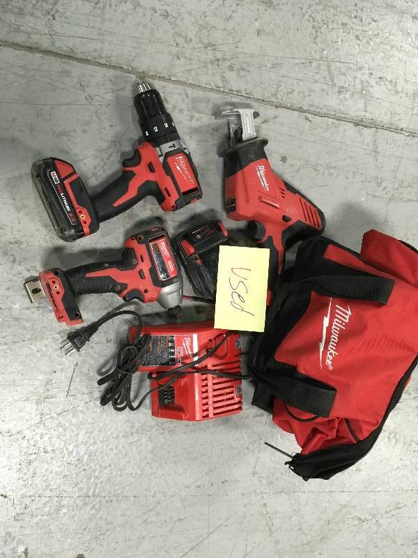 lot 46 image: M18 18-Volt Lithium-Ion  Cordless 3 Pcs Combo Kit (3-Tool) Used in very good working condition