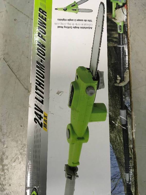lot 74 image: Earthwise 10 in. 24-Volt Lithium-Ion Cordless Pole Saw in working conditions