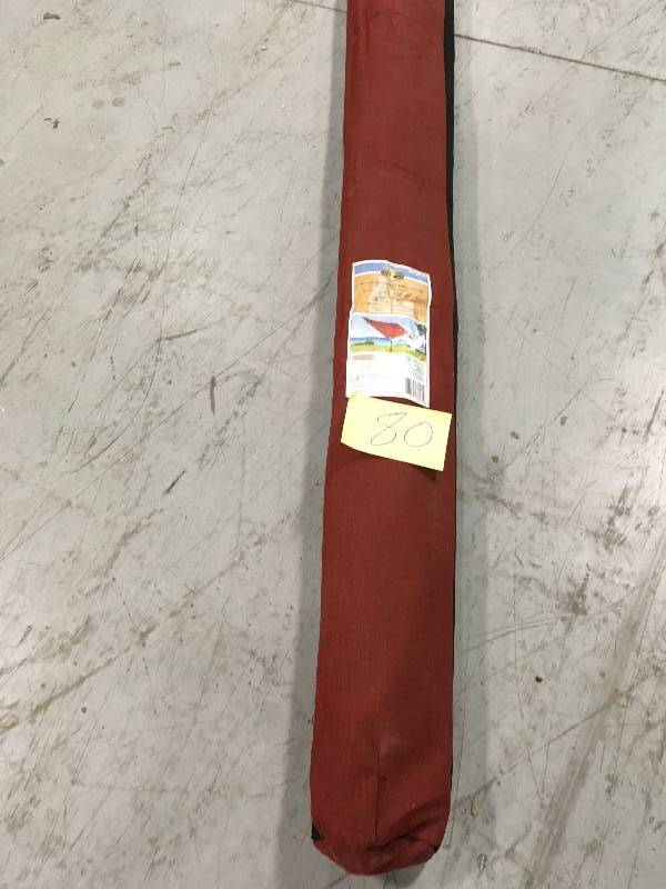 lot 80 image: Hampton Bay 10 ft. x 6 ft. Aluminum Patio Umbrella in Chili with Push-Button Tilt USED  in good conditions