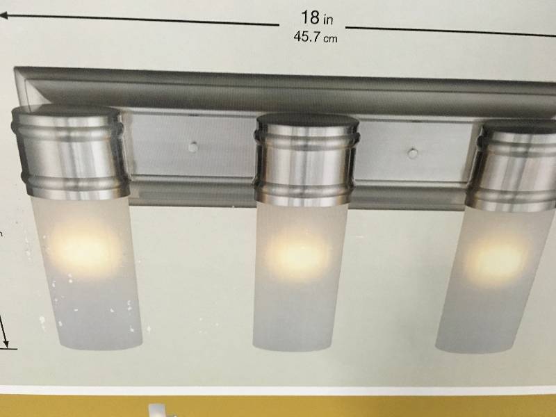 lot 91 image: 3-Light Brushed Nickel Wall Vanity Fixture new