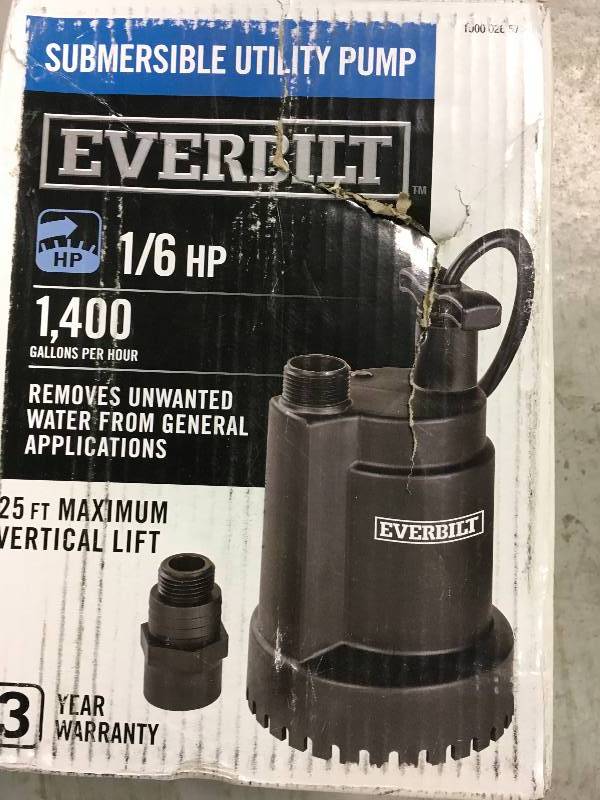 lot 95 image: Everbilt 16 HP Submersible Utility Pump in good conditions