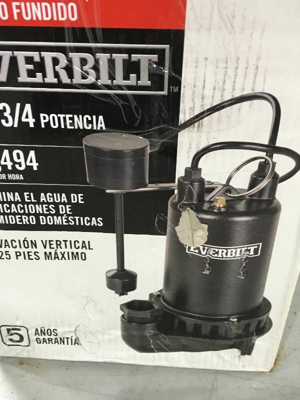 lot 100 image: Everbilt 34 HP Professional Sump Pump in good conditions