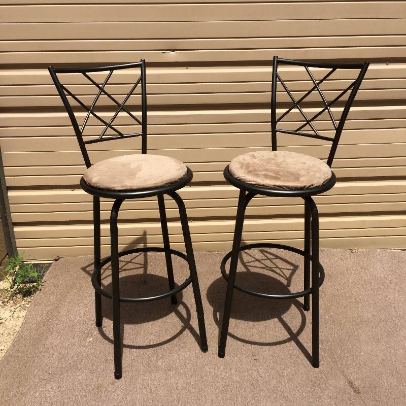 Lovely Pair 2 Beige Micro Suede Bar Stools - Great Condition - Seats Were Removed As Owner Was Going To Recover - Will need to be screwed back in.&nbsp See Pics