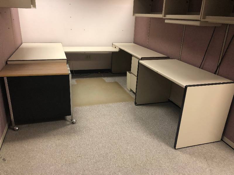 Workstation-Cubicle furniture  One cubicle wall all pieces in good condition  mut bring own tools and help to take down and load