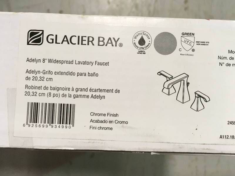 GLACIER BAY Adelyn 8 in. Widespread 2-Handle High-Arc Bathroom Faucet in Chrome not used