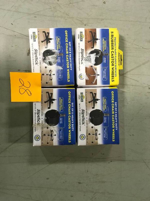 Slipstick 2 in. Office Chair Caster Wheel (Set of 5)  Lot of 4 not used