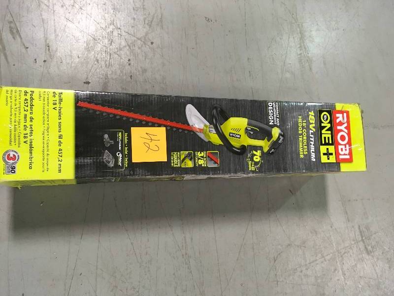 RYOBI ONE 18 in. 18-Volt Lithium-Ion Cordless Hedge Trimmer - 1.3 Ah Battery and Charger Included USED In good working condition