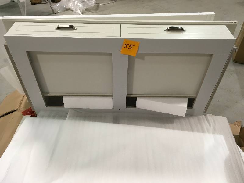 Home Decorators Amelia 47.5 in. x 23.5 in. 2-Drawer Coffee Table in White Note See photos for small damage broken