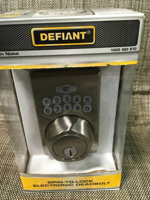 Single Cylinder Satin Nickel Square Spin-To-Lock Electronic Deadbolt