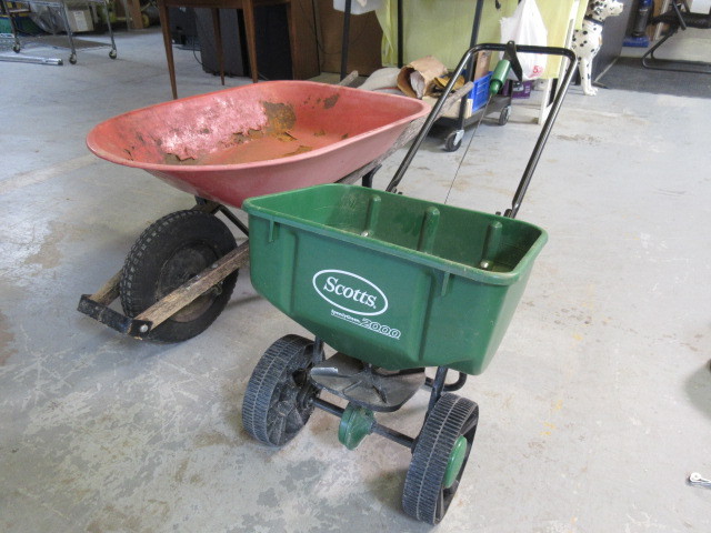 lot 103 image: ACE WHEELBARROW & SCOTTS SPEADER