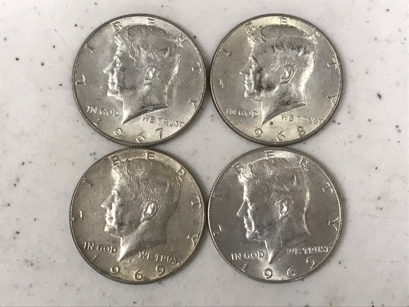 (4) 40% Silver Kennedy Half Dollars...