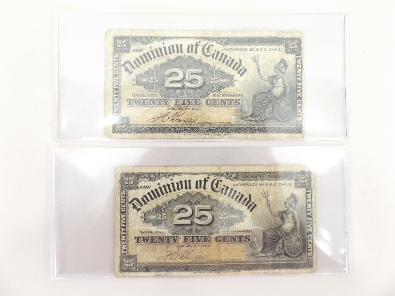 lot 15 image: 2 - 1900 Dominion of Canada Twenty-Five Cent Notes