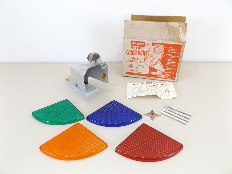 lot 31 image: Complete WORKING Vintage Penetray Motorized Color Wheel in Original Box