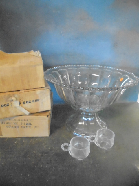 lot 5 image: Punch Bowl, Stand and Glasses