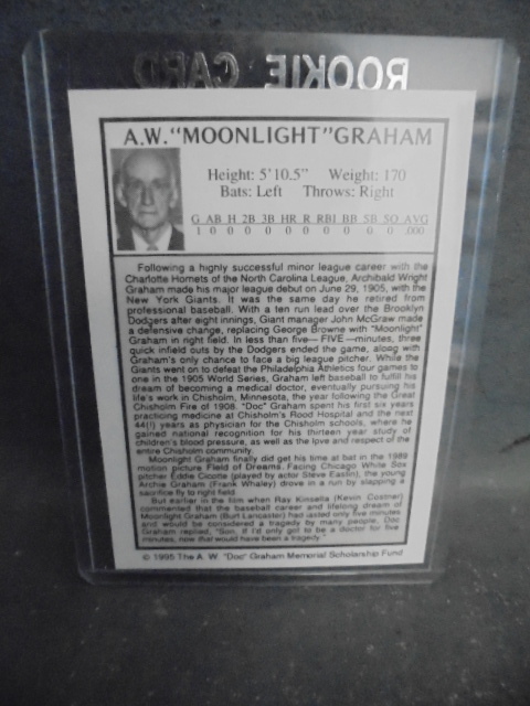 lot 68 image: FIeld of Dreams A. W. Moonlight Graham Rookie Card