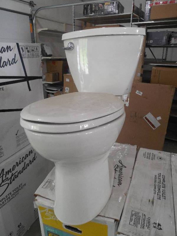 lot 9 image: American Standard Cadet 3 Tall Height Complete 2-Piece 1.28 GPF Single Flush Round Toilet in White with Slow Close Seat