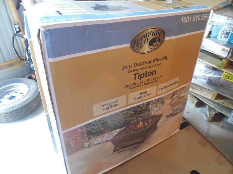 lot 16 image: Hampton Bay Tipton 34 in. Steel Deep Bowl Fire Pit in Oil Rubbed Bronze
