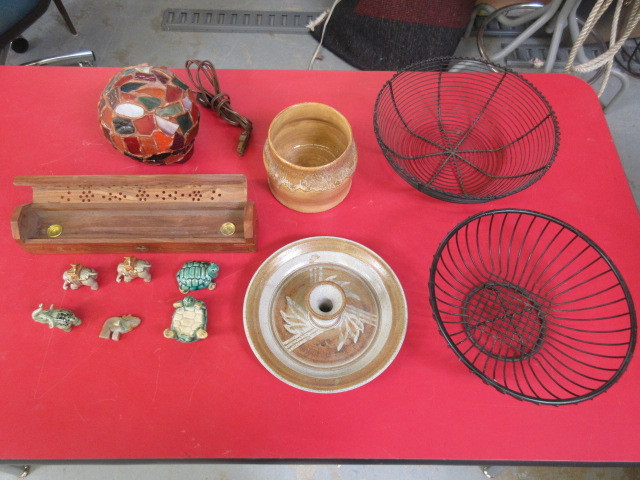 lot 276 image: BOWLS, LAMP AND FIGURINES