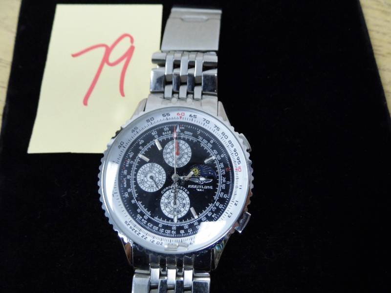 lot 79 image: Chronograph Watch - Back says Brietling