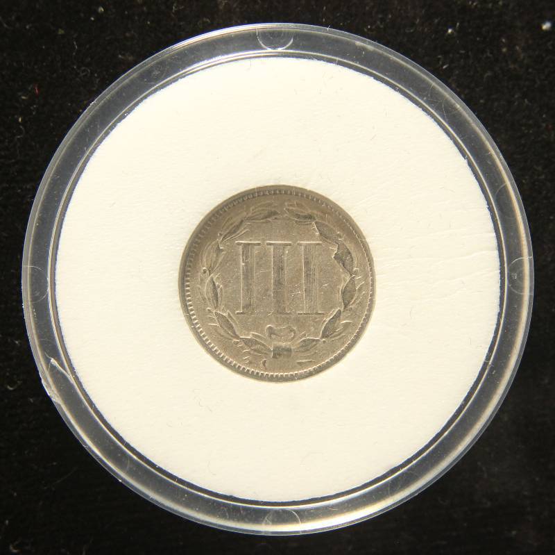 1866 US THREE CENT PIECE IN AIRTITE HOLDER