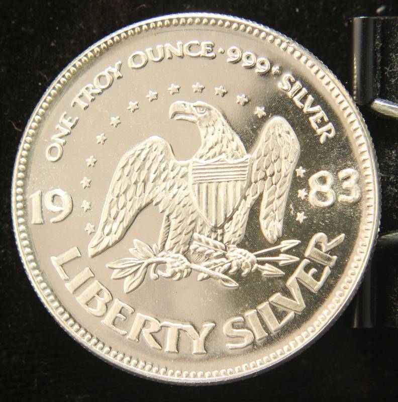 1 TROY OZ. .999 FINE SILVER 1983 A-MARK LIBERTY ROUND