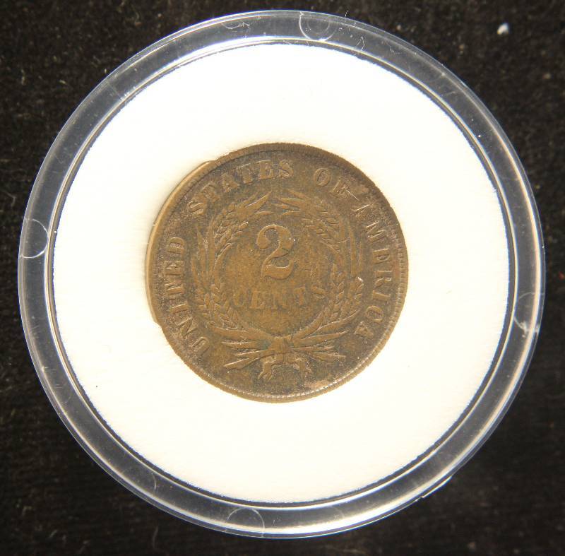 1866 US TWO CENT PIECE IN AIRTITE HOLDER