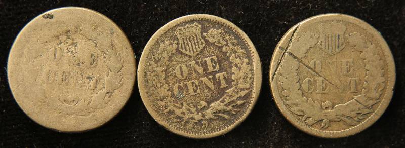 3 INDIAN HEAD CENTS 1859, 1860 & 1861