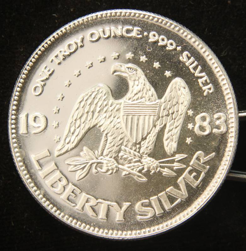 1 TROY OZ. .999 FINE SILVER 1983 A-MARK LIBERTY ROUND