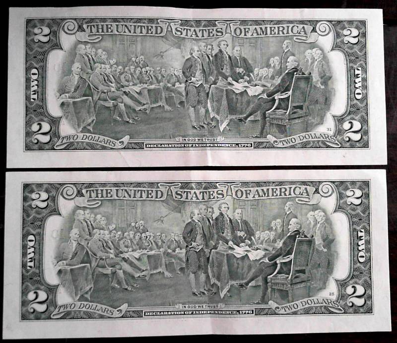 2 CONSECUTIVE SERIAL NUMBERED US $2 BILLS