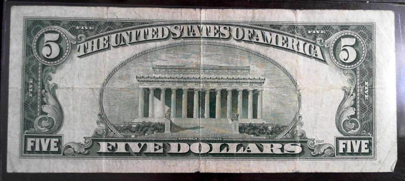1953 SERIES US BLUE SEAL $5 SILVER CERTIFICATE
