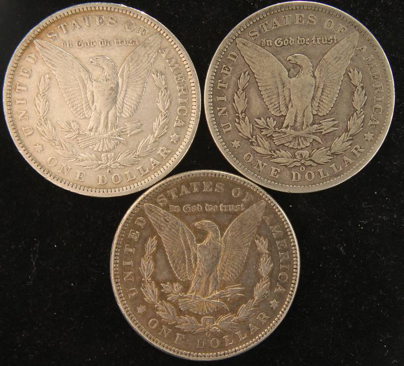 3 MORGAN SILVER DOLLARS 1886-O, 1889-O & 1900-O