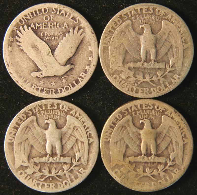 GROUP OF 4 SILVER QUARTERS 1927, 1932, 1936-D, 1938
