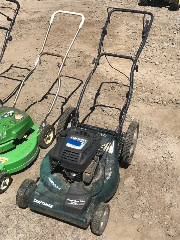 lot 7 image: (3) Mower, (1) Blower, (1) Trimmer