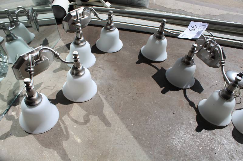 lot 99 image: Lot of (3) Wall Light Fixtures w 2-Lamps