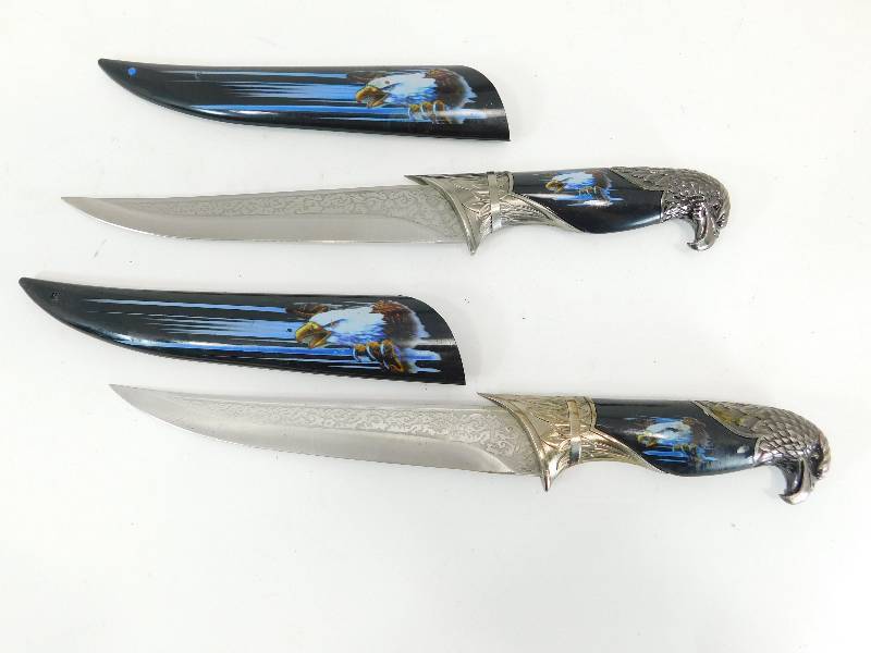 lot 33 image: Two Stainless Steel Dagger Knives With Blade Case