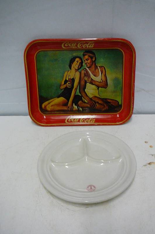 lot 16 image: Coca Cola Metal Tray & US Army Medical Plate