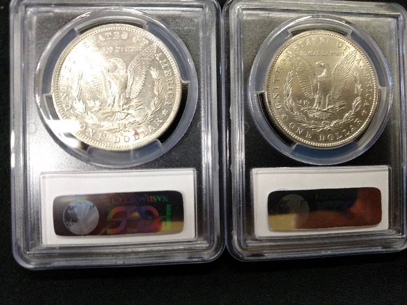 lot 5 image: 1882 O & 1898 PCGS AU53 Morgan Silv...