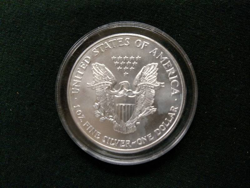 lot 45 image: 1999 Painted 1 oz .999 Silver Eagle...