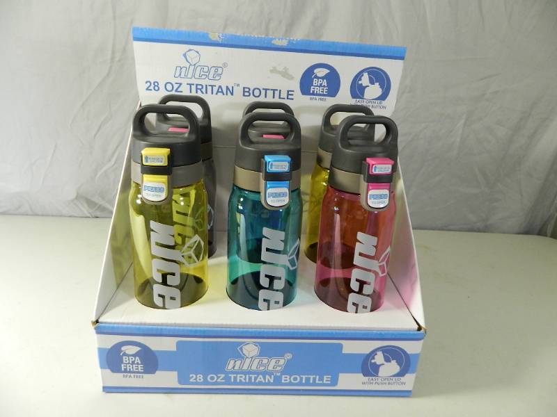 lot 43 image: 6 New nICE 28 oz Tritan Bottles with Display