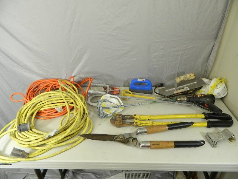 lot 77 image: Cords, Mixers, Bolt Cutter, Etc
