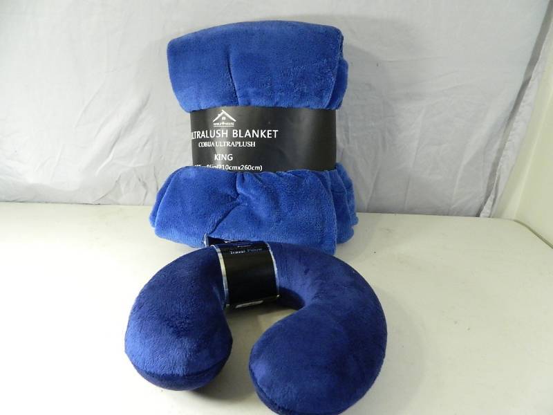 lot 104 image: New Super Soft King Blanket and New Memory Foam Neck Pillow